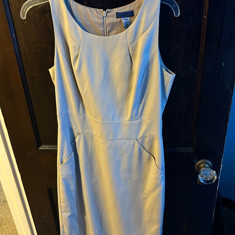 J. Crew Blue Sleeveless Sheath Dress Scoop Neck Midi